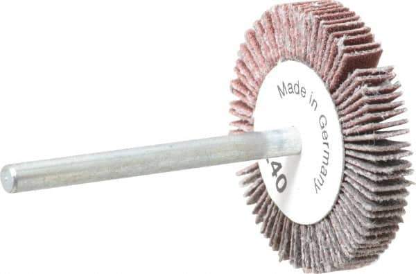 Value Collection - 1-3/16" Diam x 3/16" Face Width, Very Fine Aluminum Oxide Coated Mounted Flap Wheel - 1/8" Shank Mount, 240 Grit, X Weighted Cloth Backing, 30,000 Max RPM - Eagle Tool & Supply