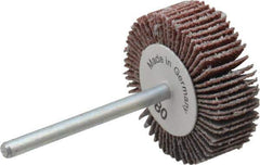 Value Collection - 1-3/16" Diam x 3/8" Face Width, Medium Aluminum Oxide Coated Mounted Flap Wheel - 1/8" Shank Mount, 80 Grit, X Weighted Cloth Backing, 30,000 Max RPM - Eagle Tool & Supply