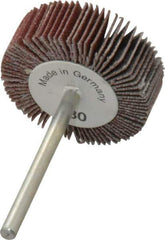 Value Collection - 1-3/16" Diam x 3/8" Face Width, Very Fine Aluminum Oxide Coated Mounted Flap Wheel - 1/8" Shank Mount, 180 Grit, X Weighted Cloth Backing, 30,000 Max RPM - Eagle Tool & Supply
