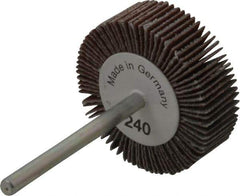Value Collection - 1-3/16" Diam x 3/8" Face Width, Very Fine Aluminum Oxide Coated Mounted Flap Wheel - 1/8" Shank Mount, 240 Grit, X Weighted Cloth Backing, 30,000 Max RPM - Eagle Tool & Supply