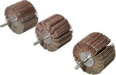 Value Collection - 3 Piece Abrasive Flap Sanding Wheel Kit - 60, 80 & 120 Grit, Medium & Fine Grade, 3" Diam x 2" Width x 1/4" Shank Diam - Eagle Tool & Supply