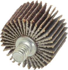 Norton - 1" Diam x 5/8" Face Width, Medium Aluminum Oxide Coated Mounted Flap Wheel - 1/4-20 Threaded Mount, 80 Grit, Cloth Backing, 30,000 Max RPM - Eagle Tool & Supply