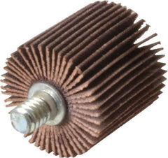 Norton - 1" Diam x 1" Face Width, Very Fine Aluminum Oxide Coated Mounted Flap Wheel - 1/4-20 Threaded Mount, 180 Grit, Cloth Backing, 30,000 Max RPM - Eagle Tool & Supply