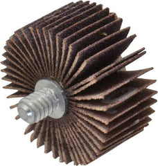 Norton - 1-3/8" Diam x 5/8" Face Width, Fine Aluminum Oxide Coated Mounted Flap Wheel - 1/4-20 Threaded Mount, 120 Grit, Cloth Backing, 30,000 Max RPM - Eagle Tool & Supply
