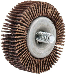Norton - 1-5/8" Diam x 1/2" Face Width, Medium Aluminum Oxide Coated Mounted Flap Wheel - 1/4-20 Threaded Mount, 60 Grit, 23,000 Max RPM - Eagle Tool & Supply