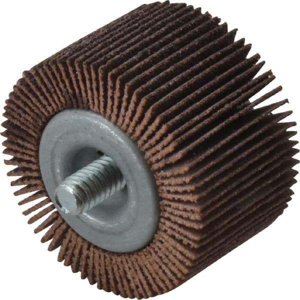 Norton - 1-5/8" Diam x 1" Face Width, Medium Aluminum Oxide Coated Mounted Flap Wheel - 1/4-20 Threaded Mount, 80 Grit, Cloth Backing, 23,000 Max RPM - Eagle Tool & Supply