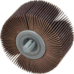 Norton - 2" Diam x 1" Face Width, Very Fine Aluminum Oxide Coated Mounted Flap Wheel - 1/4-20 Threaded Mount, 180 Grit, Cloth Backing, 23,000 Max RPM - Eagle Tool & Supply