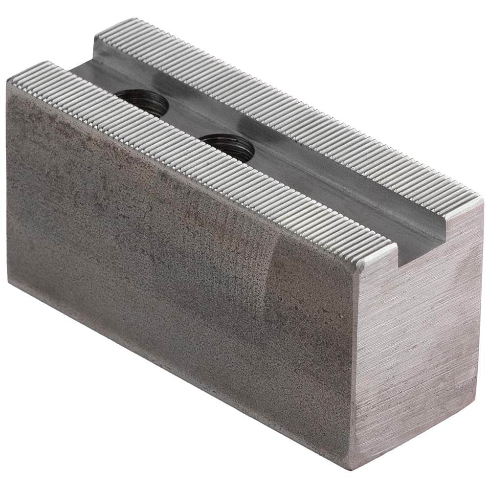 Dillon Manufacturing - Soft Lathe Chuck Jaws; Jaw Type: Square ; Material: Steel ; Jaw Interface Type: 1.5mm x 60 Serrated ; Maximum Compatible Chuck Diameter (Inch): 12 ; Minimum Compatible Chuck Diameter (Inch): 0 ; Overall Height (Inch): 2 - Exact Industrial Supply