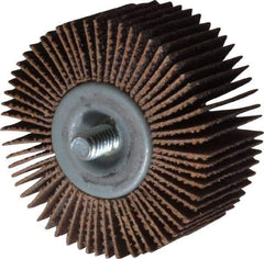 Norton - 2" Diam x 1" Face Width, Medium Aluminum Oxide Coated Mounted Flap Wheel - 1/4-20 Threaded Mount, 60 Grit, Cloth Backing, 23,000 Max RPM - Eagle Tool & Supply