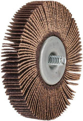 Norton - 3" Diam x 1/2" Face Width, Medium Aluminum Oxide Coated Mounted Flap Wheel - 1/4-20 Threaded Mount, 80 Grit, Cloth Backing, 20,000 Max RPM - Eagle Tool & Supply