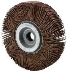 Norton - 2" Diam x 1" Face Width, Fine Aluminum Oxide Nonwoven & Coated Mounted Flap Wheel - 1/4" Shank Mount, 120 Grit, Interleaf, Cloth Backing, 12,000 Max RPM - Eagle Tool & Supply