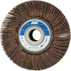 Norton - 6" Diam, 80 Grit Aluminum Oxide Unmounted Flap Wheel - 1" Hole, 3" Wide, Coated, Medium Grade, 6,200 Max RPM , Cloth Backing - Eagle Tool & Supply