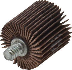 Norton - 1" Diam x 1" Face Width, Fine Aluminum Oxide Coated Mounted Flap Wheel - 1/4-20 Threaded Mount, 120 Grit, Cloth Backing, 30,000 Max RPM - Eagle Tool & Supply