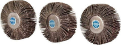 Value Collection - 3 Piece Abrasive Flap Sanding Wheel Kit - 60, 80 & 120 Grit, Medium & Fine Grade, 3" Diam x 1" Wide x 1/4" Shank Diam - Eagle Tool & Supply