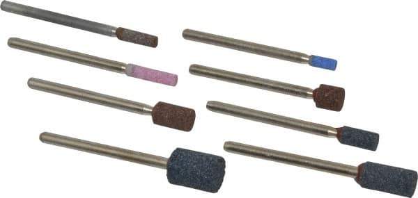 Grier Abrasives - 8 Piece Aluminum Oxide Vitrified Mounted Stone Abrasive Point Set - Includes Shapes W144, W145, W146, W153, W160, W162, W163 & W176 - Eagle Tool & Supply
