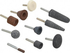 Grier Abrasives - 10 Piece Aluminum Oxide Vitrified Mounted Stone Abrasive Point Set - Includes Shapes A1, A24, A25, A3, A31, A32, A34, A36, A38 & A39 - Eagle Tool & Supply