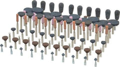 Grier Abrasives - 100 Piece Aluminum Oxide Vitrified Mounted Stone Abrasive Point Set - Assorted Shapes - Eagle Tool & Supply