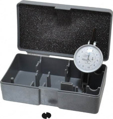 INTERAPID - 0.4 mm Range, 0.002 mm Dial Graduation, Horizontal Dial Test Indicator - 1-1/2 Inch White Dial, 0-10-0 Dial Reading - Eagle Tool & Supply
