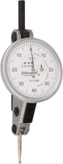 INTERAPID - 1.6 mm Range, 0.01 mm Dial Graduation, Horizontal Dial Test Indicator - 1-1/2 Inch White Dial, 0-40-0 Dial Reading - Eagle Tool & Supply