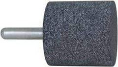 Grier Abrasives - 2" Head Diam x 2" Thickness, W244, Cylinder End, Aluminum Oxide Mounted Point - Blue, Medium Grade, 60 Grit, 19,100 RPM - Eagle Tool & Supply