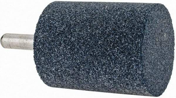 Grier Abrasives - 2" Head Diam x 2-1/2" Thickness, W245, Cylinder End, Aluminum Oxide Mounted Point - Blue, Medium Grade, 60 Grit, 19,860 RPM - Eagle Tool & Supply