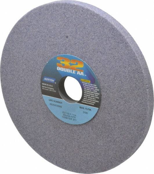 Norton - 8" Diam x 1-1/4" Hole x 1/2" Thick, I Hardness, 46 Grit Surface Grinding Wheel - Aluminum Oxide, Type 1, Coarse Grade, 3,105 Max RPM, Vitrified Bond, No Recess - Eagle Tool & Supply