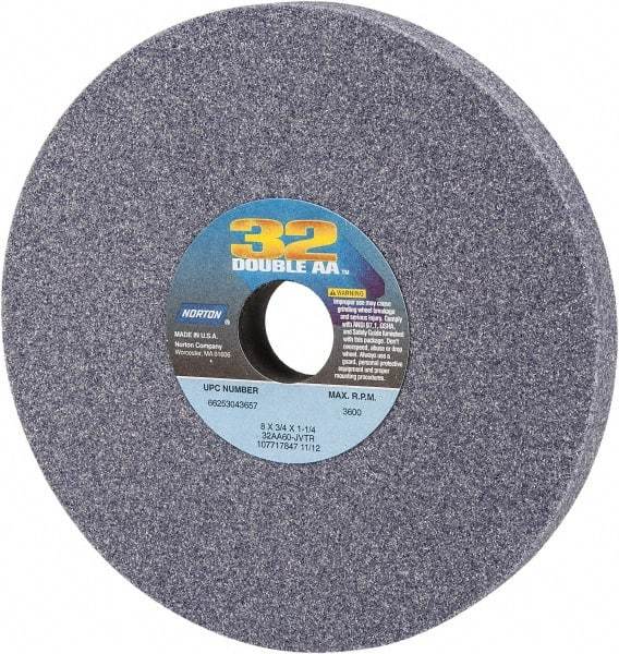 Norton - 8" Diam x 1-1/4" Hole x 3/4" Thick, J Hardness, 60 Grit Surface Grinding Wheel - Aluminum Oxide, Type 1, Medium Grade, 3,600 Max RPM, Vitrified Bond, No Recess - Eagle Tool & Supply