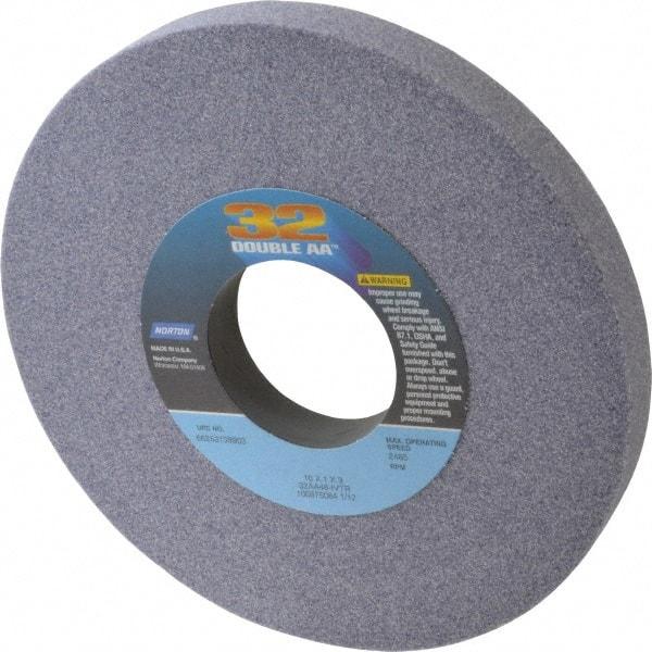 Norton - 10" Diam x 3" Hole x 1" Thick, I Hardness, 46 Grit Surface Grinding Wheel - Aluminum Oxide, Type 1, Coarse Grade, 2,485 Max RPM, Vitrified Bond, No Recess - Eagle Tool & Supply