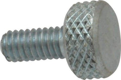 Electro Hardware - #8-32 Knurled Shoulderless Brass Thumb Screw - 9/16" OAL, 3/8" Head Diam x 3/16" Head Height, Zinc-Plated Finish - Eagle Tool & Supply