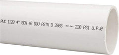 Made in USA - 4" Pipe, 5' Long PVC Unthreaded Plastic Pipe Nipple - 220 Max psi, 4" ID x 4-1/2" OD, Schedule 40, White - Eagle Tool & Supply