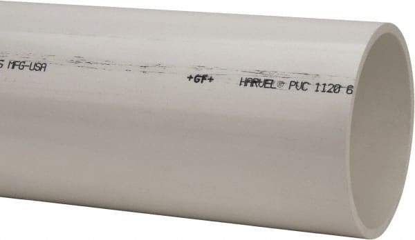 Made in USA - 6" Pipe, 5' Long PVC Unthreaded Plastic Pipe Nipple - 180 Max psi, 6.03" ID x 6-5/8" OD, Schedule 40, White - Eagle Tool & Supply