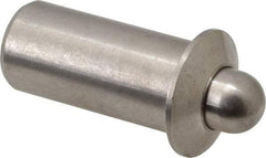 Vlier - 1.1" Body Len x 1/2" Body Diam, 0.332" Plunger Diam, 4 Lb Init to 9 Lb Final End Force, 1.1" Len Under Flange, Stainless Steel Press Fit Spring Plunger - 11/16" Flange Diam, 0.134" Flange Thickness, 1.234" Plunger Len, 1/4" Plunger Projection - Eagle Tool & Supply