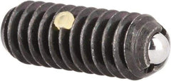 Vlier - 1/4-20, 0.125" Ball Diam, 0.675" Body Length, 0.035" Max Ball Reach, Threaded Ball Plunger - Steel Body, Stainless Steel Ball, 3 Lb Initial End Force, 7 Lb Final End Force, Locking Element - Eagle Tool & Supply