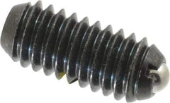 Vlier - 5/16-18, 0.156" Ball Diam, 0.72" Body Length, 0.04" Max Ball Reach, Threaded Ball Plunger - Steel Body, Stainless Steel Ball, 4 Lb Initial End Force, 9 Lb Final End Force, Locking Element - Eagle Tool & Supply