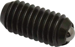 Vlier - 3/8-16, 0.188" Ball Diam, 0.8" Body Length, 0.048" Max Ball Reach, Threaded Ball Plunger - Steel Body, Stainless Steel Ball, 5 Lb Initial End Force, 10 Lb Final End Force - Eagle Tool & Supply