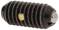 Vlier - 3/8-16, 0.188" Ball Diam, 0.8" Body Length, 0.048" Max Ball Reach, Threaded Ball Plunger - Steel Body, Stainless Steel Ball, 5 Lb Initial End Force, 10 Lb Final End Force, Locking Element - Eagle Tool & Supply