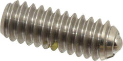 Vlier - 1/4-20, 0.125" Ball Diam, 0.675" Body Length, 0.035" Max Ball Reach, Threaded Ball Plunger - Stainless Steel Body, Stainless Steel Ball, 3 Lb Initial End Force, 7 Lb Final End Force, Locking Element - Eagle Tool & Supply