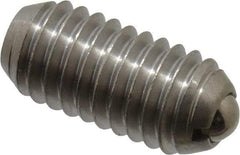 Vlier - 3/8-16, 0.188" Ball Diam, 0.8" Body Length, 0.048" Max Ball Reach, Threaded Ball Plunger - Stainless Steel Body, Stainless Steel Ball, 5 Lb Initial End Force, 10 Lb Final End Force - Eagle Tool & Supply