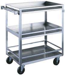 Made in USA - 300 Lb Capacity, 16-1/4" Wide x 27-1/2" Long x 33-3/8" High Standard Utility Cart - 3 Shelf, Stainless Steel, Swivel Casters - Eagle Tool & Supply