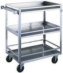 Made in USA - 300 Lb Capacity, 16-1/4" Wide x 27-1/2" Long x 33-3/8" High Standard Utility Cart - 3 Shelf, Stainless Steel, Swivel Casters - Eagle Tool & Supply