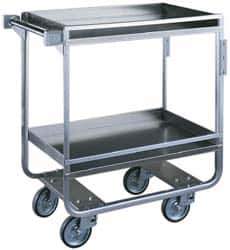 Made in USA - 650 Lb Capacity, 19-3/8" Wide x 32-5/8" Long x 34-1/2" High Standard Utility Cart - 2 Shelf, Stainless Steel, Swivel Casters - Eagle Tool & Supply