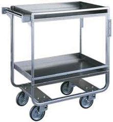 Made in USA - 650 Lb Capacity, 19-3/8" Wide x 32-5/8" Long x 34-1/2" High Standard Utility Cart - 2 Shelf, Stainless Steel, Swivel Casters - Eagle Tool & Supply