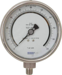 Wika - 4" Dial, 1/4 Thread, 0-200 Scale Range, Pressure Gauge - Lower Connection Mount, Accurate to 0.25% of Scale - Eagle Tool & Supply