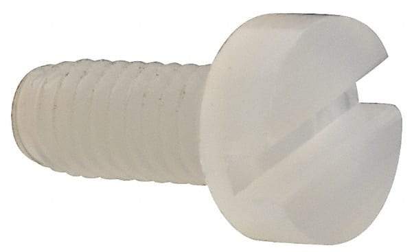 Made in USA - M2.5x0.45 Metric Coarse, 6mm Length Under Head Slotted Drive Machine Screw - Cheese Head, Grade 6/6 Nylon, Uncoated, Without Washer - Eagle Tool & Supply