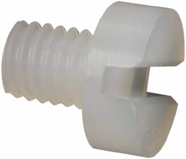 Made in USA - M3x0.50 Metric Coarse, 4mm Length Under Head Slotted Drive Machine Screw - Cheese Head, Grade 6/6 Nylon, Uncoated, Without Washer - Eagle Tool & Supply