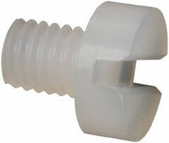 Made in USA - M3x0.50 Metric Coarse, 4mm Length Under Head Slotted Drive Machine Screw - Cheese Head, Grade 6/6 Nylon, Uncoated, Without Washer - Eagle Tool & Supply
