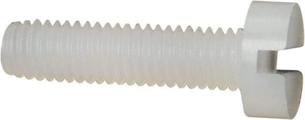Made in USA - M3x0.50 Metric Coarse, 12mm Length Under Head Slotted Drive Machine Screw - Cheese Head, Grade 6/6 Nylon, Uncoated, Without Washer - Eagle Tool & Supply