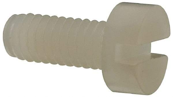 Made in USA - M3.5x0.60 Metric Coarse, 8mm Length Under Head Slotted Drive Machine Screw - Cheese Head, Grade 6/6 Nylon, Uncoated, Without Washer - Eagle Tool & Supply
