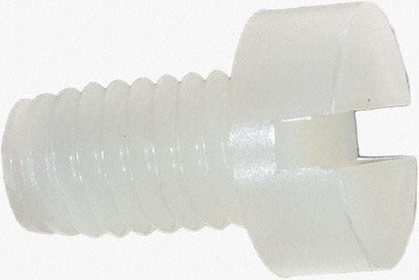 Made in USA - M6x1.00 Metric Coarse, 10mm Length Under Head Slotted Drive Machine Screw - Cheese Head, Grade 6/6 Nylon, Uncoated, Without Washer - Eagle Tool & Supply