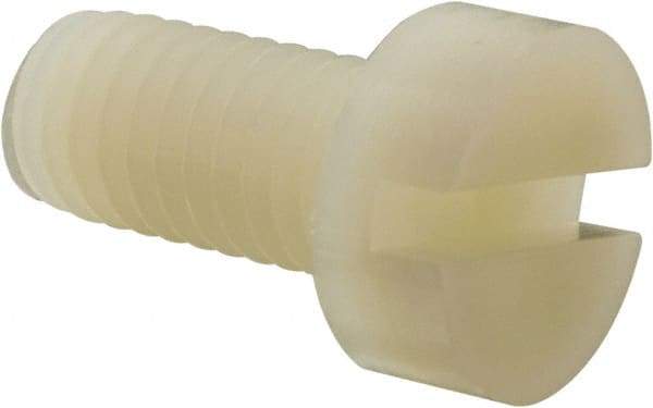 Made in USA - M8x1.25 Metric Coarse, 16mm Length Under Head Slotted Drive Machine Screw - Cheese Head, Grade 6/6 Nylon, Uncoated, Without Washer - Eagle Tool & Supply